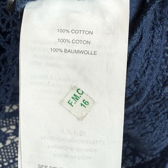 J. Crew Point Sur Peasant Top Womens L Blue Boho Long Sleeve Windowpane Button - Picture 8 of 10